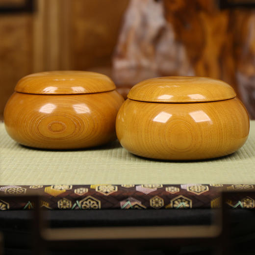 日本专业围棋 进口榉木平形棋罐整木取材 手工实木 围棋棋罐 商品图0