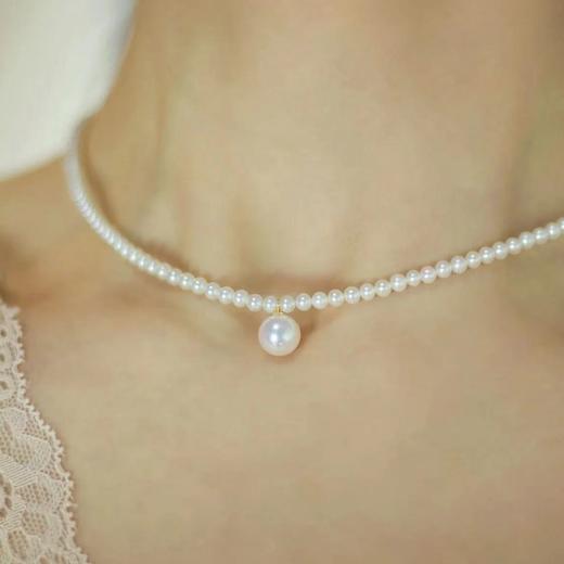 【下单2-3个工作日发】甄珠贝 4-5mm小珍珠+8mm珍珠吊坠 项链 18k金扣 商品图3