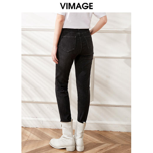 VIMAGE纬漫纪冬季新款时尚休闲显瘦铅笔裤小脚牛仔裤女裤VD2105811裤子 商品图1