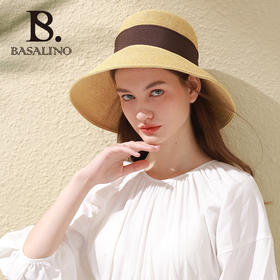 Basalino赫本风防晒草帽女UV防紫外线渔夫帽草帽BA015