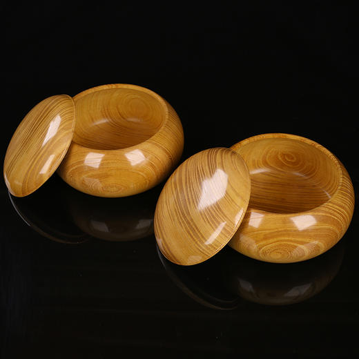 日本专业围棋 进口榉木平形棋罐整木取材 手工实木 围棋棋罐 商品图2