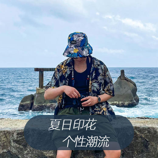 【夏日印花渔夫帽 双面可戴】大头围渔夫帽子男潮春夏日系水桶帽女显脸小遮阳帽儿童盆帽 商品图2