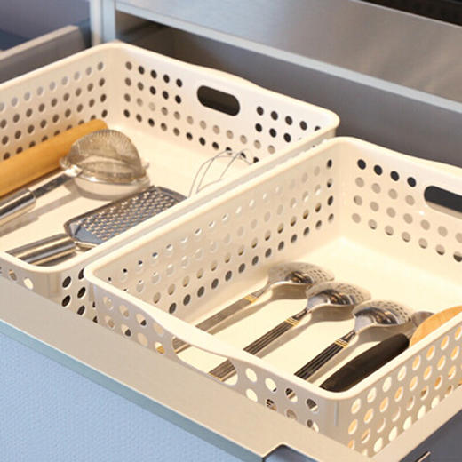 茶花 圆点收纳筐3个装桌面收纳篮厨房储物篮 滤水篮水果篮洗菜篮-L（颜色随机） 商品图4