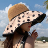 JC-M1825（黑胶波点拼接遮阳帽）韩国新款遮阳帽蝴蝶结波点大檐拼接帽黑胶涂层 商品缩略图6