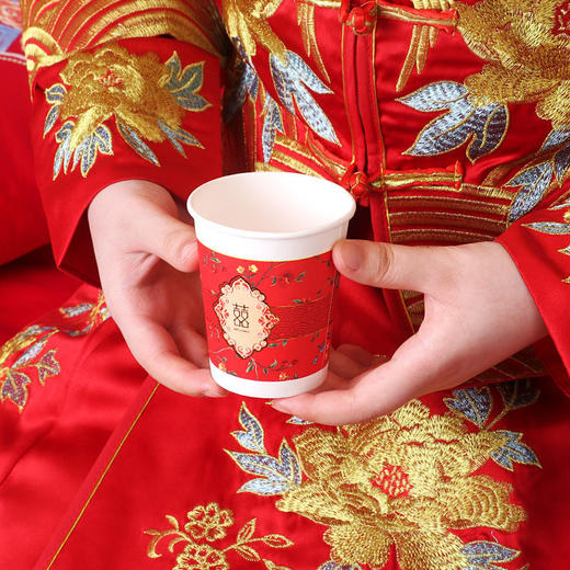 结婚纸杯婚宴一次性纸杯子婚礼喜庆敬茶红色喜事水杯婚庆用品大全 商品图8