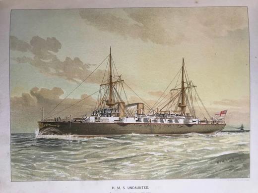 约19世纪后期 英国皇家海军史（全6卷） 约40余幅彩色版画插图 漆布精装16开 商品图10