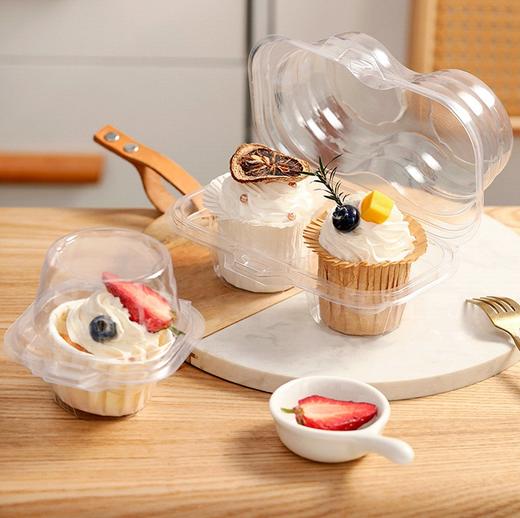 JTX071/072透明塑料纸杯蛋糕盒 一粒/两粒吸塑盒 50入 杯子蛋糕透明一体打包盒 【不含纸杯】 商品图1