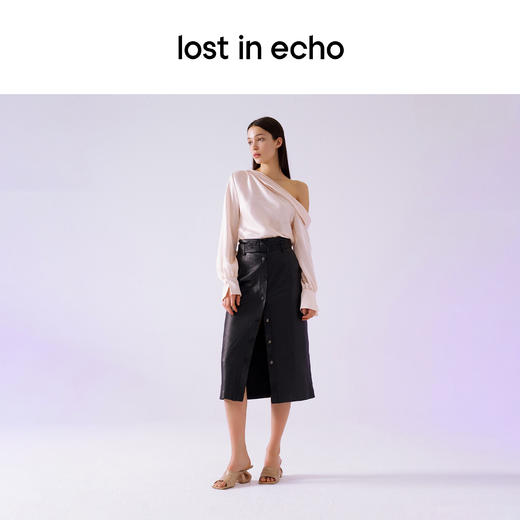 lost in echo 方头压纹牛皮镂空跟凉鞋 商品图4