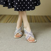 优雅百搭，里外全皮织物拼接高跟凉鞋HBP-3445 商品缩略图7