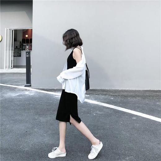 黛唯梵2022夏季新款露背吊带裙百搭连衣裙女夏季打底修身显瘦小黑裙中长款背带裙子潮 商品图2