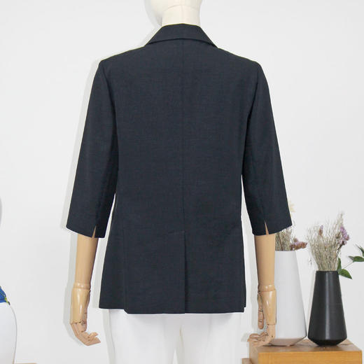 FOCALS福柯斯秋季新款七分袖纯色修身休闲亚麻西服外套FRR2B109B3 商品图2