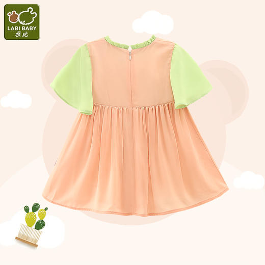 拉比-童衣类（夏）F2密语国风花边连衣裙虾红 商品图1