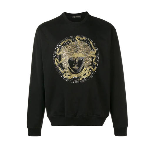 VERSACE 范思哲 男士棉质美杜莎印花长袖圆领卫衣 黑色 A80471 A217878 A008 商品图0