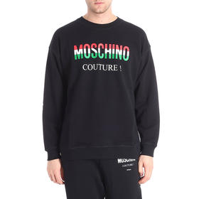 MOSCHINO 莫斯奇诺 男士棉质圆领字母印花长袖卫衣 黑色 1710 5227 1555