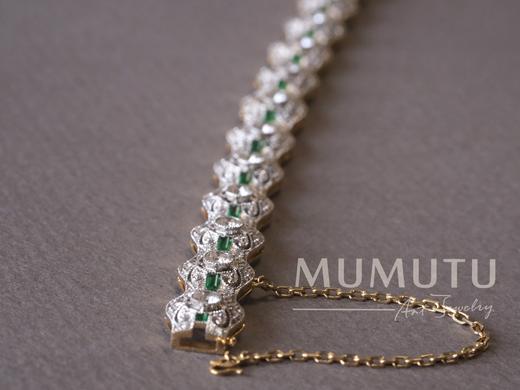 爱德华风格祖母绿钻石手链 商品图3