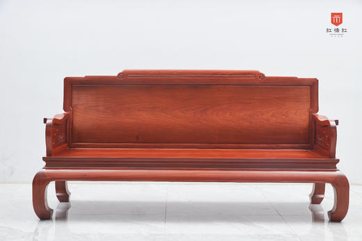 红桥红  家具严选  缅甸花梨（大果紫檀）  【弯背 素靠背荷花扶手 明式沙发六件套】 商品图2