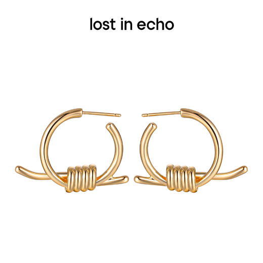 lost in echo 设计感轻奢小众简洁捆绳结耳钉 商品图1