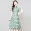 WE-TYH22P062 改良版旗袍裙子2022夏季新款修身短袖高档洋气印花连衣裙女中长款 商品缩略图0