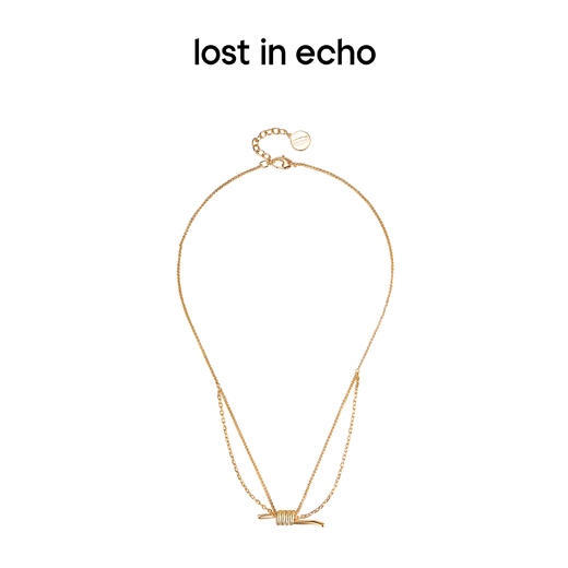 lost in echo 设计感轻奢小众双层捆绳结叠戴项链锁骨链毛衣链 商品图3