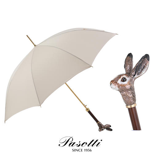 PASOTTI 意大利手工定制米白色珐琅彩绘野兔手柄限量女直柄晴雨伞WLX18K 商品图4