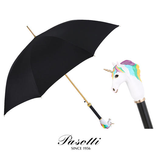 PASOTTI 意大利手工青色花朵珐琅彩绘花栗鼠手柄限量女直柄晴雨伞WLX34 商品图5