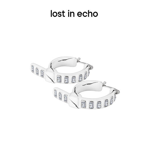 lost in echo 设计感轻奢小众珐琅扣带镶嵌锆石耳钉 商品图3