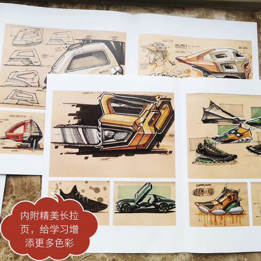 产品设计手绘从入门到*通 线条平面形体光影材质排版造型 工业产品设计手绘实例教程马克笔工业设计效果图快题表现附教学视频 商品图5