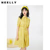 NEELLY纳俪商场同款条纹衬衫式连衣裙短袖腰间系带A字裙女士NE2004DY321 商品缩略图1