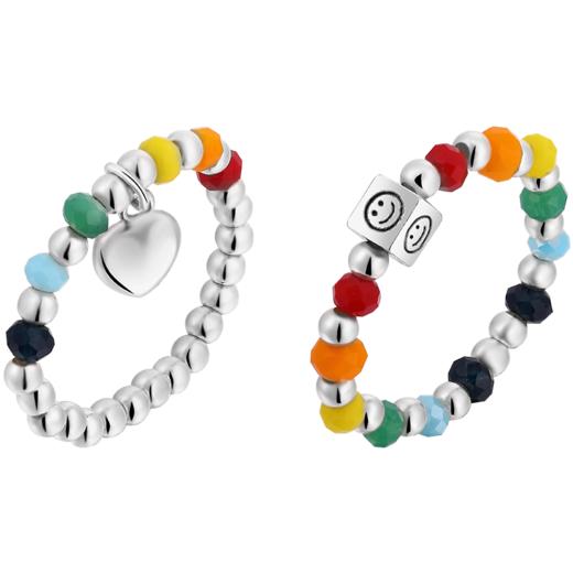 ZEGL彩虹串珠手链戒指女夏日多巴胺穿搭笑脸彩色小众设计闺蜜手饰 商品图2