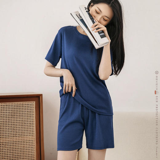 【买1送1！马骨纹坑条家居套装】可外穿短袖短裤家居服，柔软仿若无感，让你舒服到骨子里！夏季睡衣女两件套装 商品图6