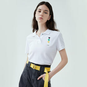TeenieWeenie小熊22夏新款百搭纯色简约polo领短袖套头T恤女TTHW222401P