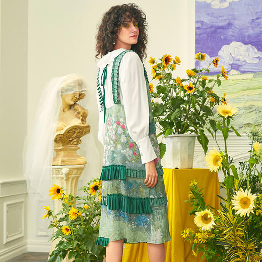 连衣裙 两三事梵高艺术不枉人间春夏新款旅行连衣裙设计感小众碎花裙 商品图2