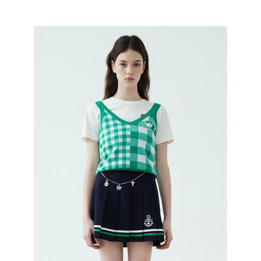 TeenieWeenie小熊2022夏季新款女装小熊套头格子针织马甲清新吊带背心TTKN222406P 商品图3