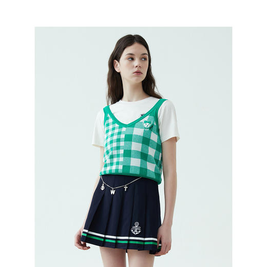TeenieWeenie小熊2022夏季新款女装小熊套头格子针织马甲清新吊带背心TTKN222406P 商品图2