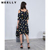 NEELLY纳俪商场同款撞色印花连衣裙女中长款露肩吊带收腰不规则裙N112005BY148 商品缩略图2
