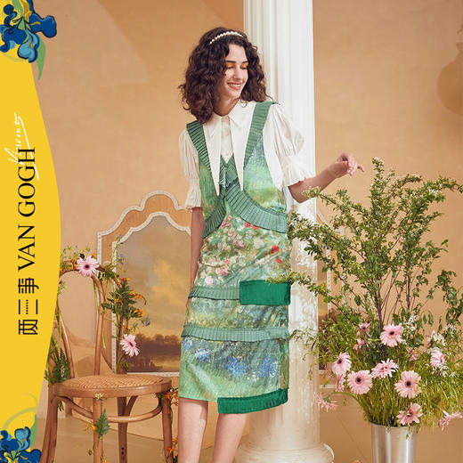 连衣裙 两三事梵高艺术不枉人间春夏新款旅行连衣裙设计感小众碎花裙 商品图0