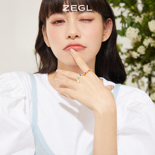 ZEGL彩虹串珠手链戒指女夏日多巴胺穿搭笑脸彩色小众设计闺蜜手饰 商品图3