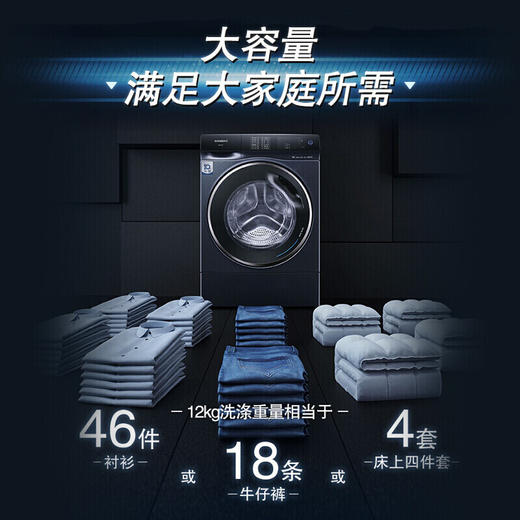 西门子（SIEMENS）12公斤洗烘一体机 全自动滚筒洗衣机 除菌除螨 蒸汽护理 WS74D3A10W 商品图1