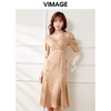 VIMAGE/纬漫纪夏季新款法式气质V领泡泡袖连衣裙VB2207904 商品缩略图0