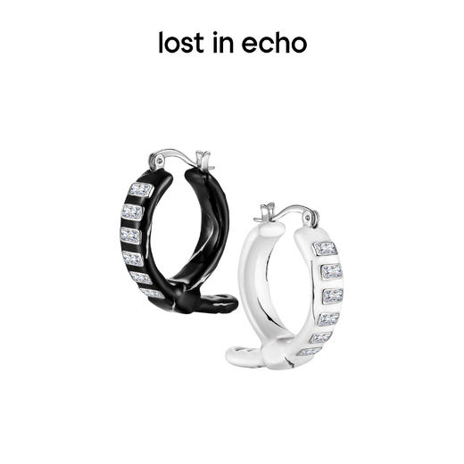lost in echo 设计感轻奢小众珐琅扣带镶嵌锆石耳钉 商品图0