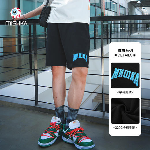 MISHKA大眼球潮牌2022春夏新品男士刺绣高街短卫裤休闲裤短裤M21100856M 商品图0