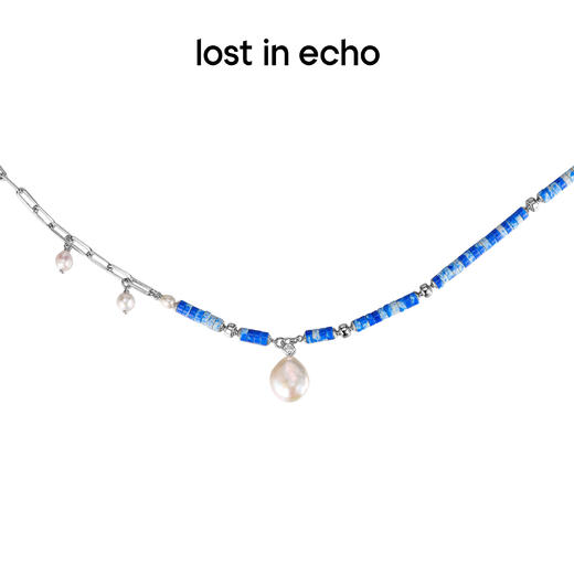 lost in echo 设计感小众天然彩石不对称拼接珍珠项链 商品图0