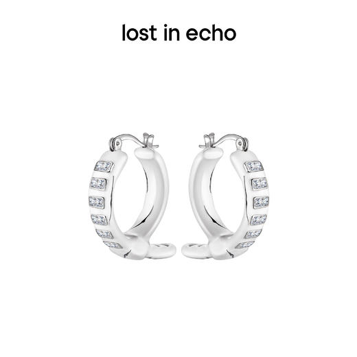 lost in echo 设计感轻奢小众珐琅扣带镶嵌锆石耳钉 商品图1