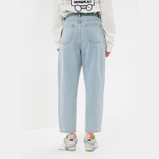 MISHKA大眼球潮牌2022春夏新品太阳花刺绣女士宽松直筒牛仔裤长裤M21100910W 商品图2