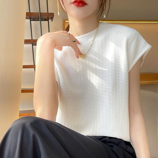 【59元抢】半高领针织T恤，亲肤舒适复古百搭，2022春夏新款短袖针织底短袖T恤，10色可选 商品图1