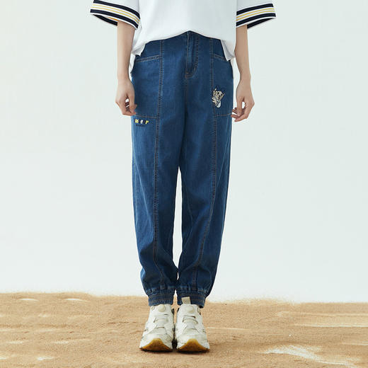 TeenieWeenie小熊2022夏季高腰显瘦束脚裤宽松牛仔裤TTTJ222401P 商品图0