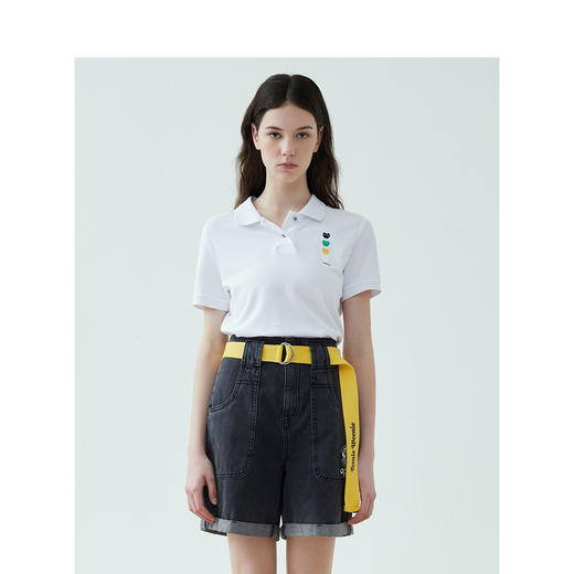 TeenieWeenie小熊22夏新款百搭纯色简约polo领短袖套头T恤女TTHW222401P 商品图3