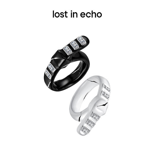 lost in echo 设计感轻奢小众珐琅扣带镶嵌锆石戒指 商品图0