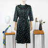 FOCALS福柯斯夏季桑蚕丝七分袖半高领休闲印花连衣裙F2YBX339GL 商品缩略图0