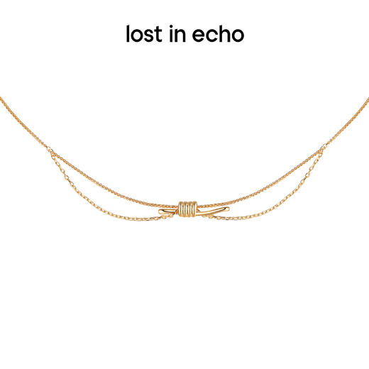 lost in echo 设计感轻奢小众双层捆绳结叠戴项链锁骨链毛衣链 商品图1